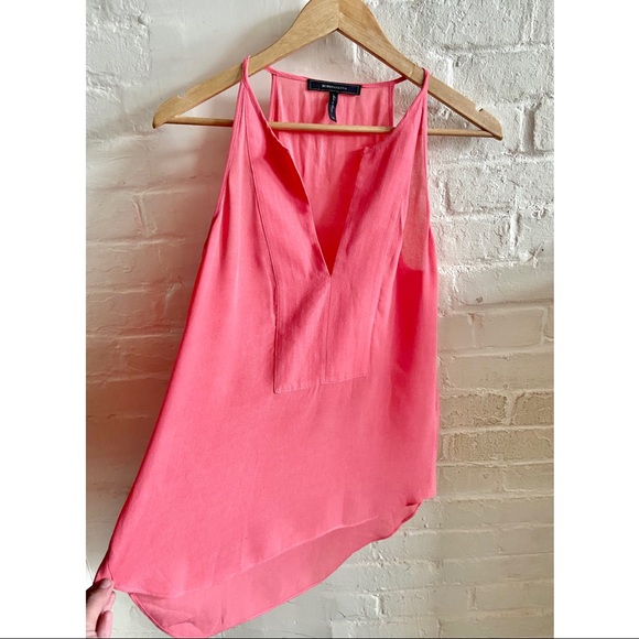 BCBGMaxAzria pink Vneck halter sleeveless tank top - Picture 3 of 6